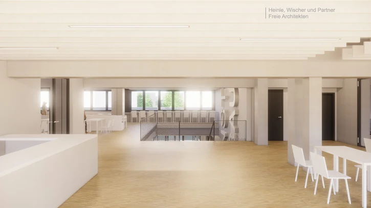 Enlarge image: FUBIC Cafeteria © WISTA Management GmbH / Visualisation: Heinle, Wischer & Partner